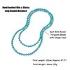 PEARLADA Boho Turquoise Necklace Long Beaded Necklace Strand Handmade Knotted Jewelry for Women Fashion Beads Endless Necklace