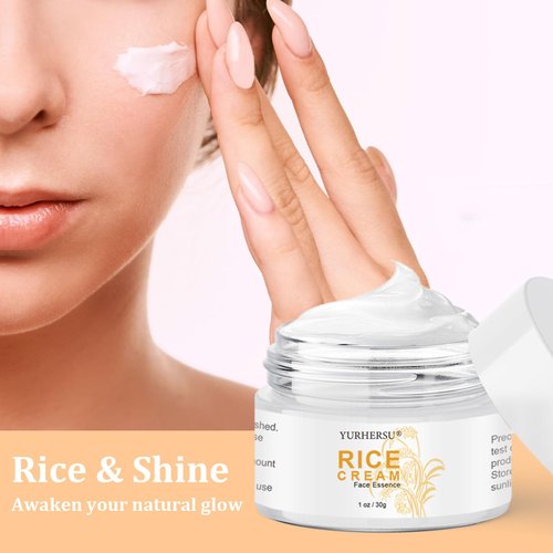 YURHERSU Rice Face Cream, Face Moisturizing Essence, Fade Fine Lines Deep Hydration Increase Skin Elasticity, Smooth Even Skin Tone, Lightweight Quickly Absorbed Non-sticky For Daily Skin Care