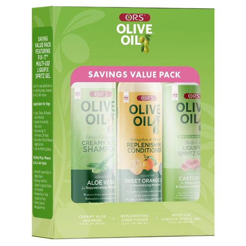 ORS Olive Oil Savings Value Pack Includes a Shampoo, Conditioner, and Gel (Pack of 1)