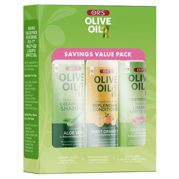 ORS Olive Oil Savings Value Pack Includes a Shampoo, Conditioner, and Gel (Pack of 1)