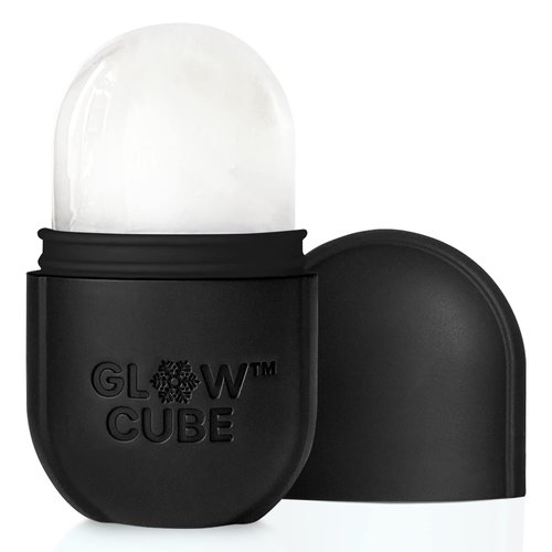 Glow Cube Ice Roller For Face Eyes and Neck To Brighten Skin & Enhance Your Natural Glow/Reusable Facial Treatment to Tighten & Tone Skin & De-Puff The Eye Area (Black)