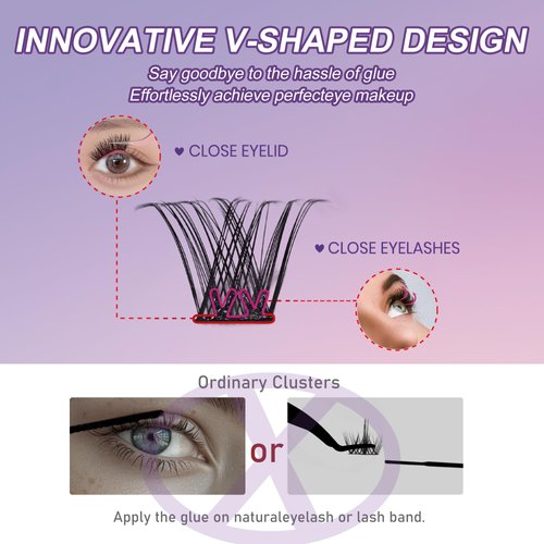 JoMay Self-Adhesive Lash Clusters,Press-On Lashes 10-16mm,Individual Lash Extension Kit with Tweezers,No Glue Needed,Natural DIY Eyelash Extension Kit (X4,10-16mm)