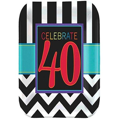 40th Celebration 9" Square Plates, Party Favor