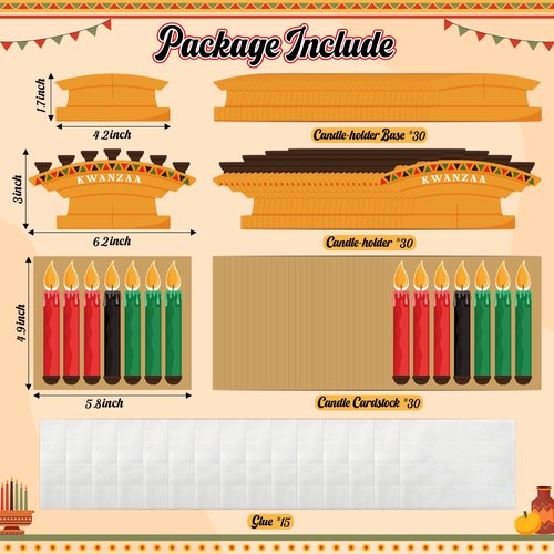 WATINC 30Pcs Kinara Craft Kits - Make Your Own Kwanzaa Candles Craft Art, African Heritage Holiday Party Favors Essentials, Family School Classroom DIY Activity Art Project Decoration Supplies