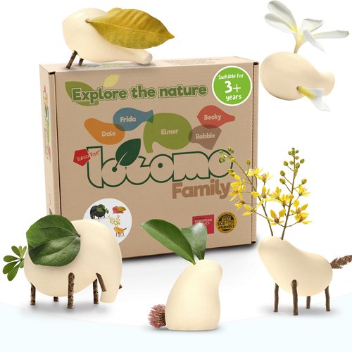 Taksa Toys Locomo Family Resources for Learning, Natural Wooden Animal Figures for Outdoor-Loving Kids Ages 3 4 5 6 7+ Year Old, Boys Girls Creativity, Wood Toys, Montessori Waldorf Toys (Set of 5)