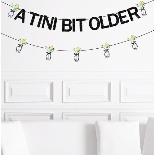 Birthday Banner Pre-Strung Martini Party Decorations A Tini Bit Older Martini Bar Party Supplies