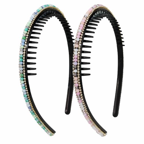 KOVOLITU Rhinestone Teeth Comb Headbands Crystal Headband for Women Plastic Tooth Comb Headband N...