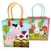 Tiny Mills Barnyard Farm Animals Party Favor Treat Bags with Handles, Farm Animal for Toddler Birthday Party Candy Bags Tractor Birthday Party Supplies Pack of 12