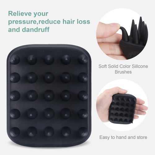 LORSEX Shampoo Brush Scalp Massager, Soft Silicone Scalp Care Hair Brush for Wet Dry Hair, Scalp Scrubber for Women Men Kids (Black)