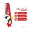 Allegro Combs #1002 Wide Tooth Comb Shower Comb With Hook For Curly Hair Wet Or Dry Detangle Women’s Combs Made In The Usa 1 Pc. (Red)