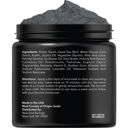 New York Biology Dead Sea Mud Mask for Face and Body - Spa Quality Pore Reducer for Acne, Blackheads & Oily Skin, Natural Skincare for Women, Men - Tightens Skin for A Healthier Complexion - 8.8 oz