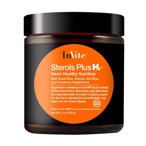 Invite Health Sterols Plus Hx® - Supports Heart Health and Healthy Cholesterol Levels - Contains Red Rice Yeast, Sterols, Oat Bran, Cranberry Extract - 30 Servings