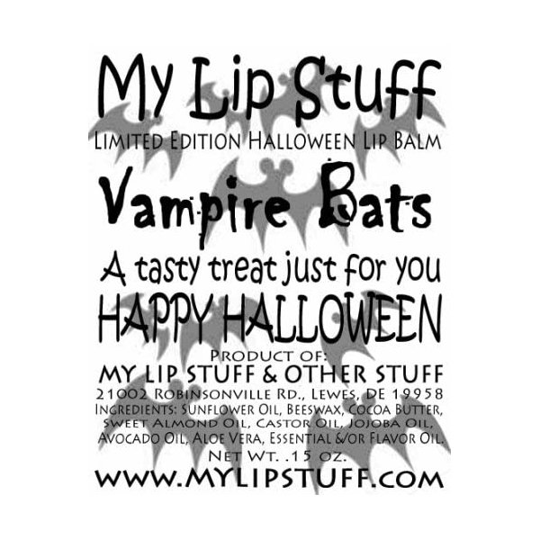 My Lip Stuff- Vampire Bats (Chocolate Coconut Flavor) Limited Edition Halloween Lip Balm
