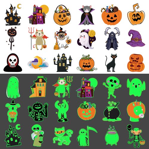 341 Styles Halloween Party Favors, Luminous Halloween Tattoos for Kids Halloween Party Decorations Halloween Stickers Toys Gifts for Kids, Halloween Goodie Bag Fillers Party Supplies (40 Sheets)