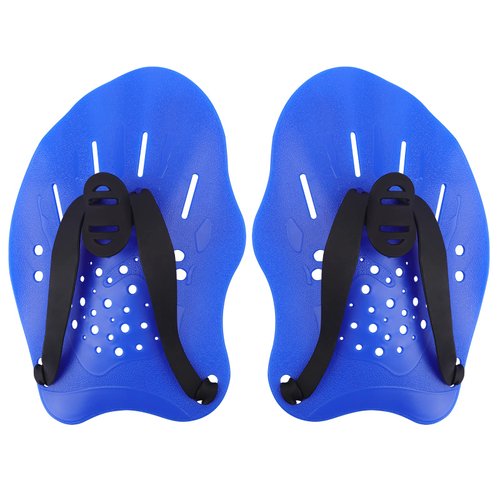 HacoFlash Swim Paddles for Lap Swimming, HacoFlash Swim Training Hand Paddles with Adjustable Straps, Swimming Equipment for Women Men Children (1 Pair, Blue)