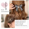 W WEILIRIAN Black Bow Hair Ties Pearl Bow Ponytail Holder Elastic Bow Hair Rope Tie Hair Bow Bands Rope Cloth Bow Ties Hair Accessories for Women and Girls