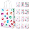 Clabby 24 Pieces Paw Bags Gift Bags Dog Party Favors Puppy Dog Paw Print Treat Bags Paper Dog Goodie Bag for Dog Pet Party Favors 5.9 x 3.1 x 8.3 Inch