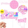 Pool Party Birthday Cake Topper Summer Pool Birthday Party Decorations Pink Glitter Summer Beach Happy Birthday Cake Topper Decorations for Boys Girls Summer Holiday Birthday Party Favor Supplies