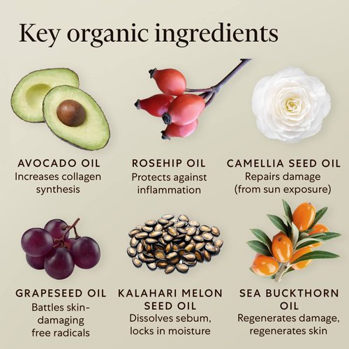 AVOILA Organic Face Oil Moisturizer for Dry, Aging, Sensitive, Acne Prone Skin l Restoring, Balancing l Vegan l Rosehip Oil + Sea Buckthorn Oil + Vitamin E + Grapeseed Oil + Avocado Oil l Gua Sha