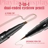 DEFSAP Eyebrow Pencil, Magical 2-in-1 Dual-Ended Eye Brow Pencil for Women with Waterproof 4-Fork-Tip and Single Tip Eyebrow Pen, Lasts All Day (Dark Brown)