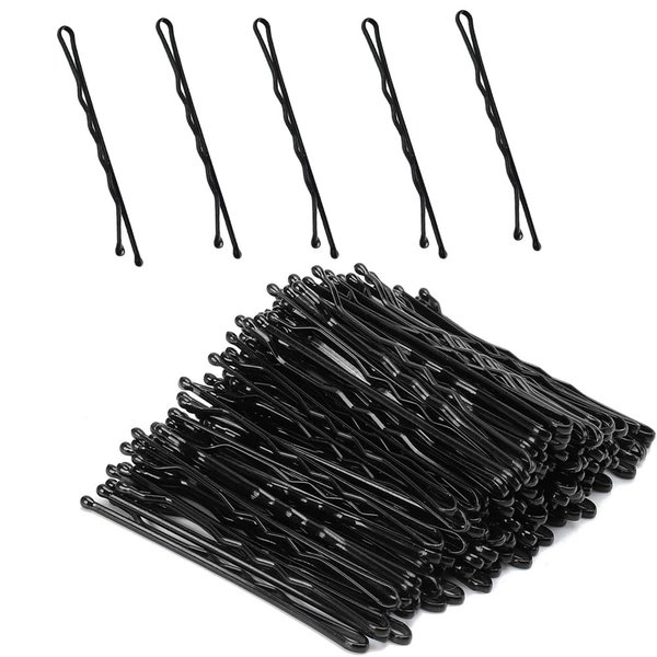 Pagabach 100PCS 2.2 Inch Black Hair Pins Bobby Pins Clips Curved Design with Ball Tips for Women Girls Fashion Hairdressing Beauty wedding with Case