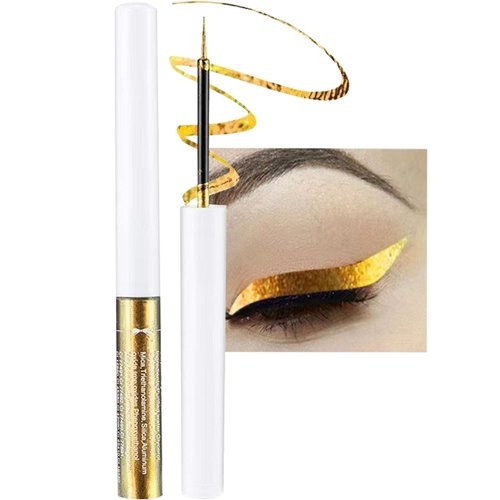 Chameleon Glitter Eyeliner Liquid-1Pcs Gold Metallic High-Pigmented Colored Makeup Glitter Pen for Eye Liner Eyeshadow, Ultra-Fine Tip Multichrome Eyeliner, Christmas Makeup Gift for Women Girl-01