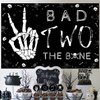 Bad Two the Bone Themed 2nd Birthday Party Decorations for Boys Black Bad Two The Bone Backdrop Banner, Skeleton Theme Birthday Decorations for Boys Girls Music Rock and Roll Birthday Party Supplies