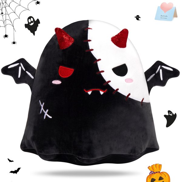 FunBase Ghost Bat Stuffed Plushies Halloween Plush Pillow Stuffed Animal Creative Double-Sided Toy Holiday Decor Gifts, 12"
