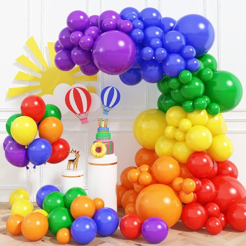 Rainbow Balloon Arch Kit 130pcs Colorful Party Balloons Garland 18 12 5 Inch balloons assorted colors Ideal for Baby Shower,First Birthday Party balloon Decorations, Children's Day…