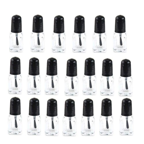 37YIMU 20 Pieces Empty Nail Polish Bottles with Brush Cap, Clear Glass Bottle Container (2ml)