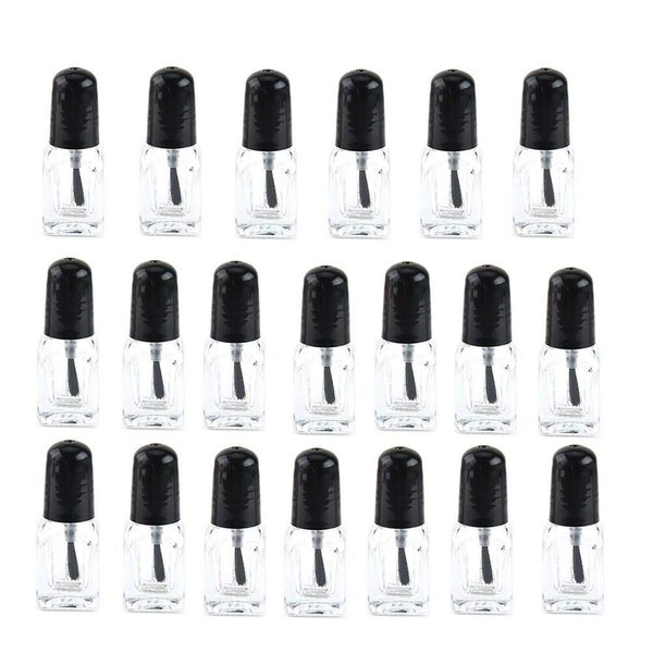 37YIMU 20 Pieces Empty Nail Polish Bottles with Brush Cap, Clear Glass Bottle Container (2ml)