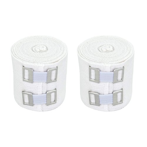 Nexskin 2" Organic Latex Free American Cotton Comfort Elastic Bandage with Clip Fasteners - White, 2 Pack