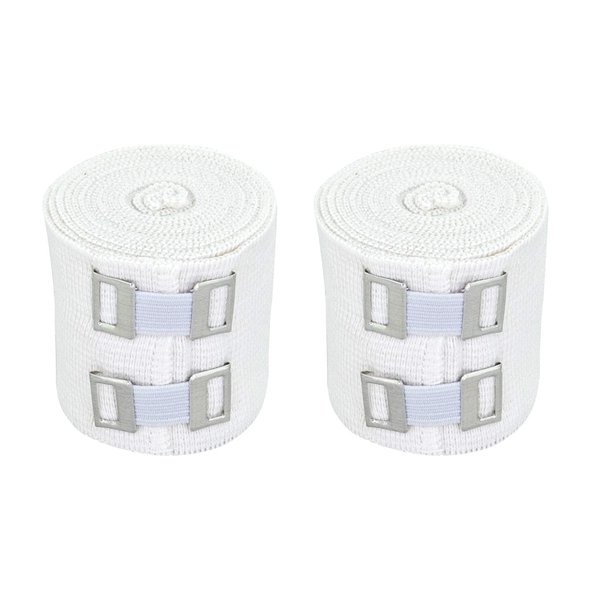 Nexskin 2" Organic Latex Free American Cotton Comfort Elastic Bandage with Clip Fasteners - White, 2 Pack