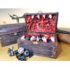 Power Beast Dungeon Mimic Chest Dice Storage Box with Glass Eye, Miniatures and Dungeons and Dragons Accessories, D&D Gift, DND, Dungeon Master, Holds up to 5 Sets of Polyhedral Dice. RPG Game. (RED)