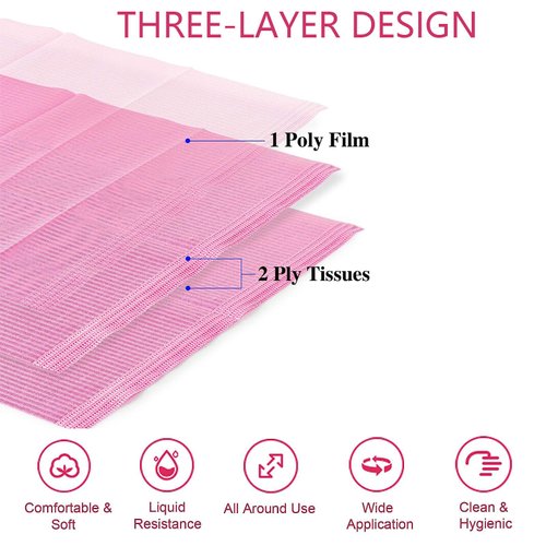 GoLashFun Nail Art Table Mats Disposable Nail Paper Towels,50PCS Pink Waterproof 3 Ply Nail Art Paper 13" X 17" Pads for Nail Table Decoration Kit,Nail Art Accessories