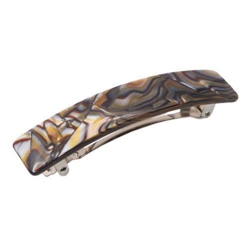French Amie Oblong Silver Onyx Handmade 3.5 Inches Strong Grip Celluloid Silver Grey Onyx Automatic Hair Clip Hair Barrette - Long Lasting (Silver Onyx) by French Amie