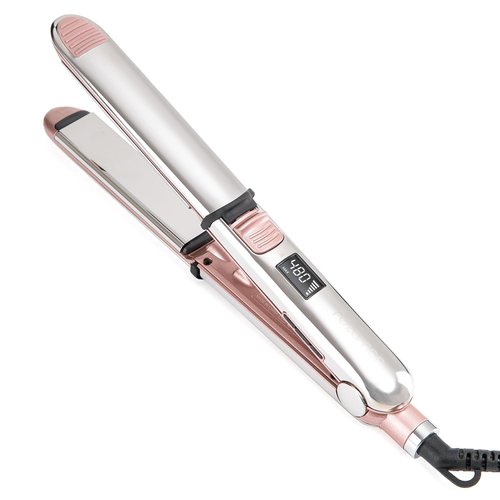 Rozamor Professional Flat Iron Hair Straightener, Titanium Ionic Hair Straightening, Fast Heating Hair Tools, Pink 2 in 1 Dual Voltage Hair Straightener Curler for All Hairstyles