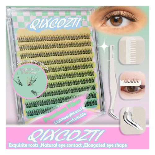 QIXCOZTI Lash Clusters Wispy Cluster Eyelash Extensions Individual Lashes Lash Extension DIY False Eyelashes Soft Comfortable Natural Eyelash Clusters with Thin Band(Wispy)