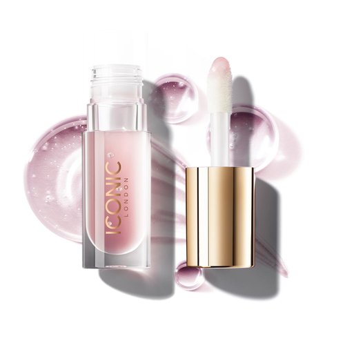 ICONIC LONDON Lustre Lip Oil | Non Sticky, Moisturizing and High Shine Lip Oil, Containing Vitamin C and Hyaluronic Acid, Cruelty Free, Vegan Makeup, Sugar Mama (Pink), 6 mL/ 0.2 Fl Oz