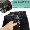 Seamless Clip in Hair Extensions Human Hair, Natural Black Hair Extensions Real Human Hair Clip ins Extensions 7pcs 80G 12 Inch, Ubetta Straight Remy Human Hair Extensions for Women
