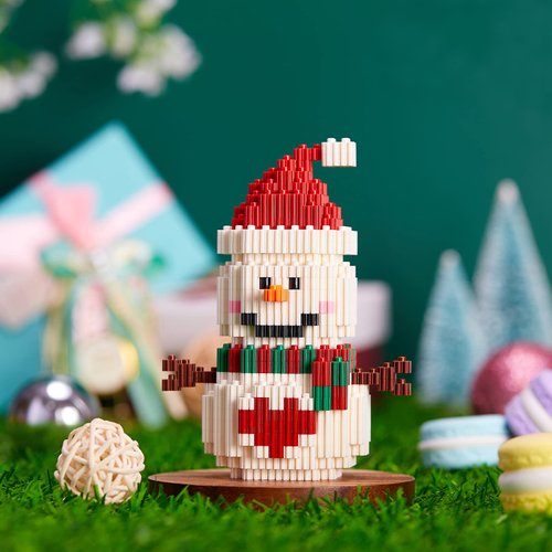Hisgeru Christmas Building Blocks Compatible for Lego Christmas Snowman Micro Blocks Stacking New Toys Holiday Present Box New Year Gifts for Kids 6-12 Years Old Boys and Girls(Snowman)