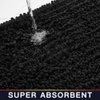 Walensee Bathroom Rug Non Slip Bath Mat (24x17 Inch Black) Water Absorbent Super Soft Shaggy Chenille Machine Washable Dry Extra Thick Perfect Absorbant Best Small Plush Carpet for Shower Floor