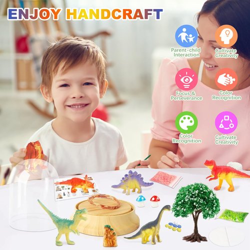 SunnyOcean Make Your Own Dinosaur Night Light, DIY Dinosaur Night Light Craft Kit, Dinosaur Gifts for Kids, Kids Crafts, Creative Gifts for Boys and Girls Ages 3-12, Kids Birthday Christmas