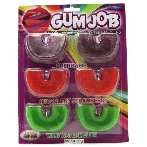 Hott Products Gum Job Oral Sex Gummy Teeth Covers, Purple/Red/Green, Cherry Pie/Succulent Strawberry/Wild Watermelon, 2.5 Ounce