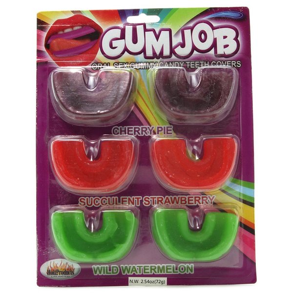 Hott Products Gum Job Oral Sex Gummy Teeth Covers, Purple/Red/Green, Cherry Pie/Succulent Strawberry/Wild Watermelon, 2.5 Ounce
