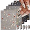 6 Sheets Sun Star Nail Art Stickers Moon Nail Stickers Fish Bone Nail Decals Gold Rose Sliver Fish Bone Moon Star Design Nail Art Supplies for Women Girls Acrylic Nails Decorations Salon Accessories
