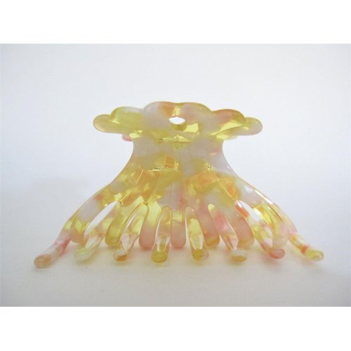 Generic Golden yellow, pink, white clear marbled hair claw clip medium fine hair