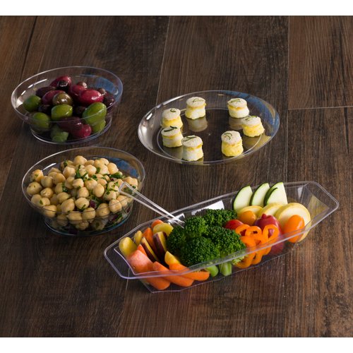 Clear Deluxe Round Plastic Buffet Dinner Plates - 9" (Pack Of 30) - Sturdy & Elegant Disposable Dinnerware For Parties, Weddings & Events