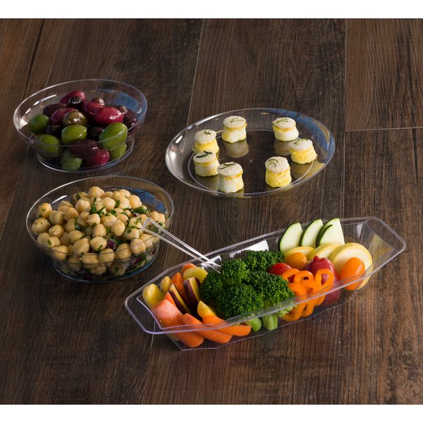 Clear Deluxe Round Plastic Buffet Dinner Plates - 9" (Pack Of 30) - Sturdy & Elegant Disposable Dinnerware For Parties, Weddings & Events