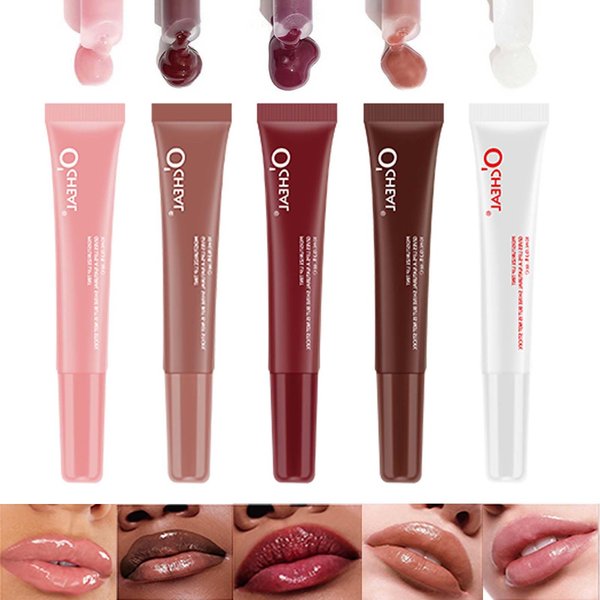 KTouler Glossy Lip Butter Tint,Moisturizing Non-stick Cup Liquid Lip Gloss,5 Color Natural Plumping Lip Tint,Mirror Toot Lip Gloss for Women